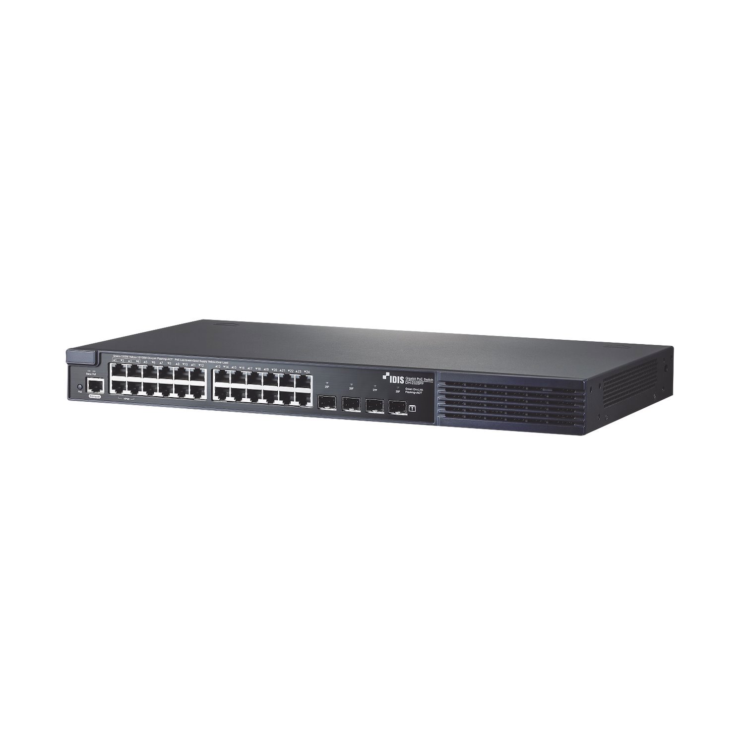 Idis DirectIP Gigabit | PoE Switch 802.3Af/At | 24 RJ45 Ports | 4 Fiber Optic Ports | PoE 380W