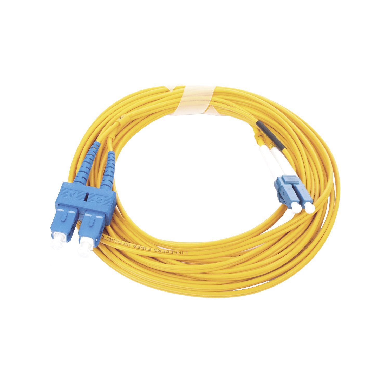 Linkedpro BY Epcom Singlemode Fiber Optic Jumper 9/125 Lc/Upc-Sc/Upc, PVC, 2.0 MM, Duplex, Yellow, 5 Meters