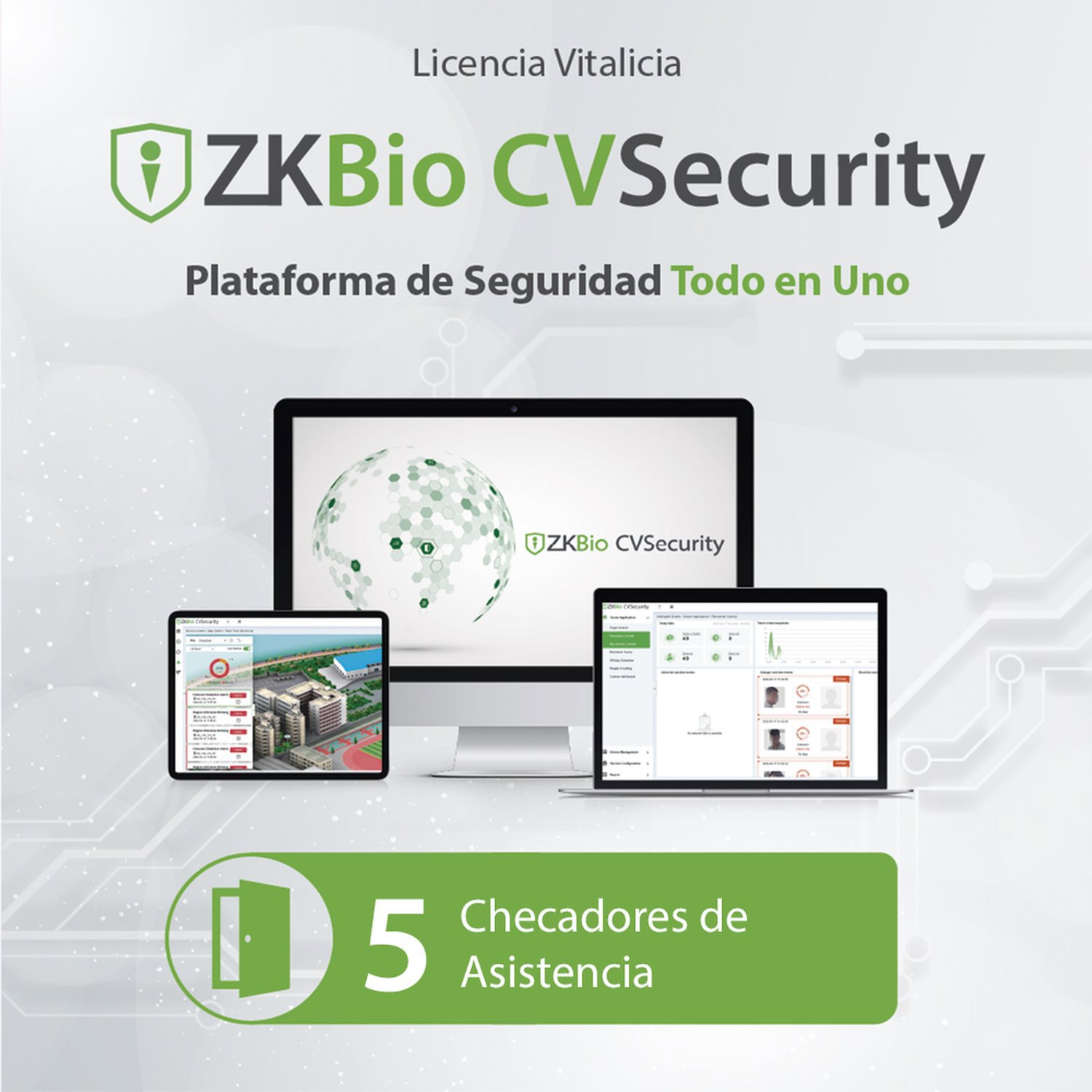 Zkteco ZKBio CVsecurity License Activates 5 Devices For Time Attendance