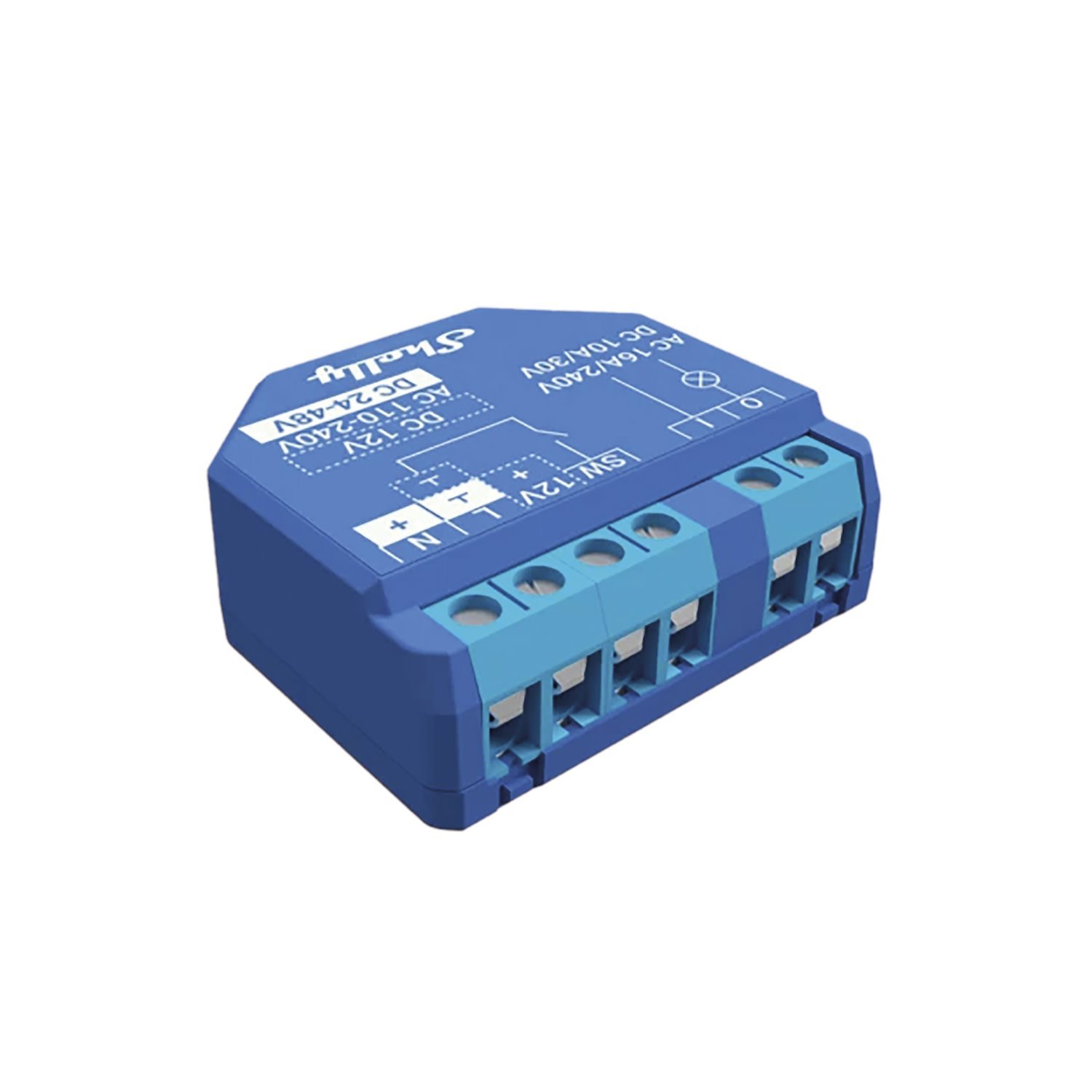 Shelly Smart WiFi Relay 15A / 12-48 VDC / 110-230 Vac / Compatible With Alexa Voice Assistant And Google Home / For Lighting Or Access Control Applications