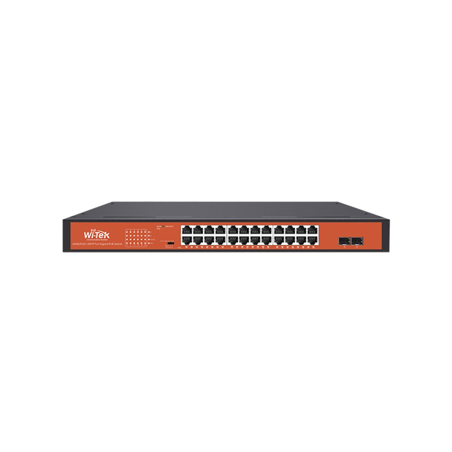 Wi-Tek 24-Port Gigabit PoE Switch With 2 SFP Slots, 250M Long-Distance CCTV Mode, And 250W Power Budget