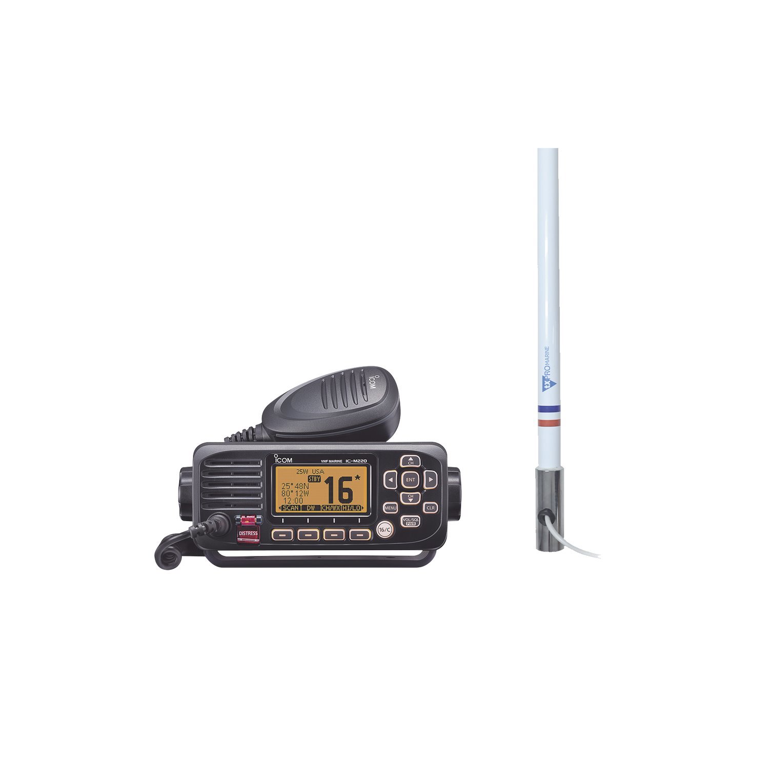 Icom Kit Of Marine Radio Ic-M220 Whit Fiber Glass Marine Antenna TX-5101-SYS