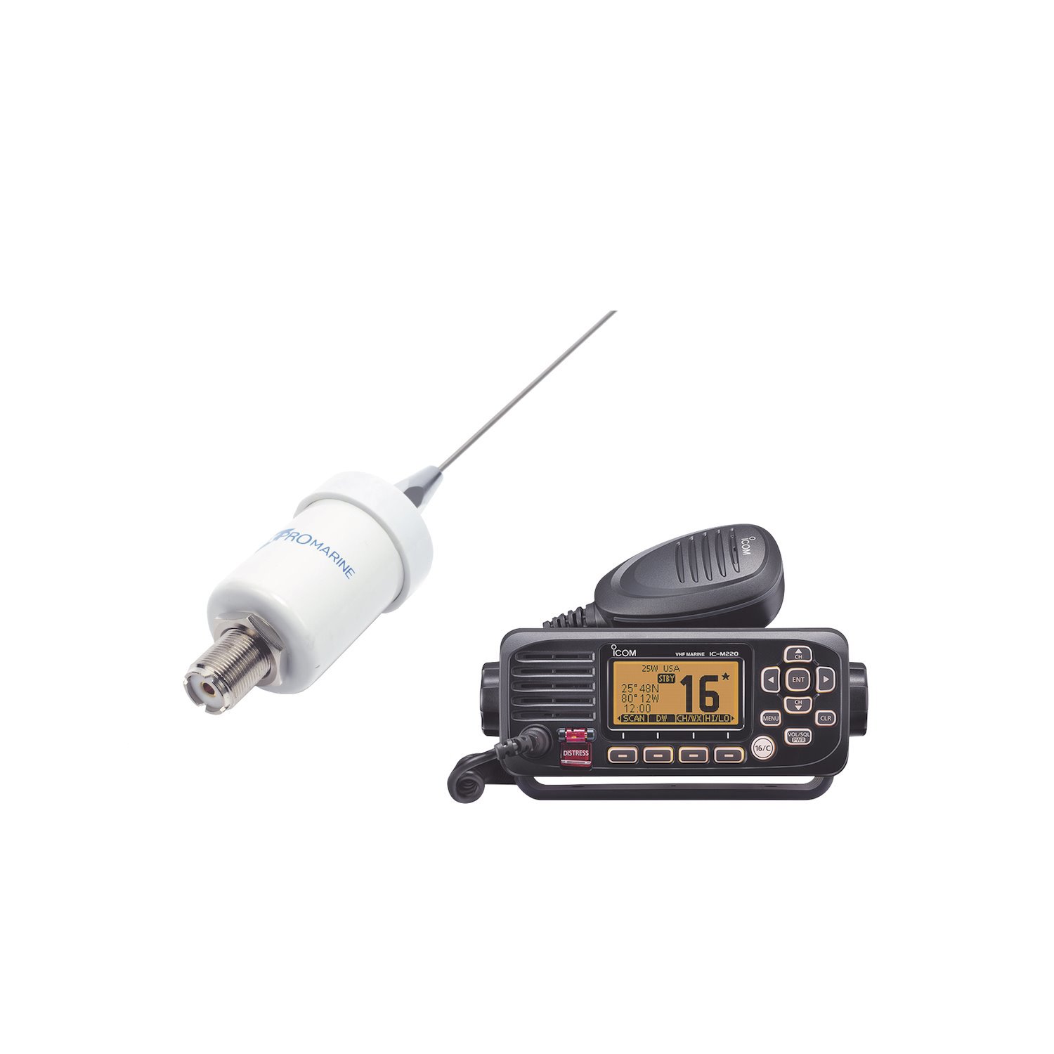 Icom Kit Of Marine Radio Ic-M220 Whit Stainles Steel Antenna TX-1600-SYS