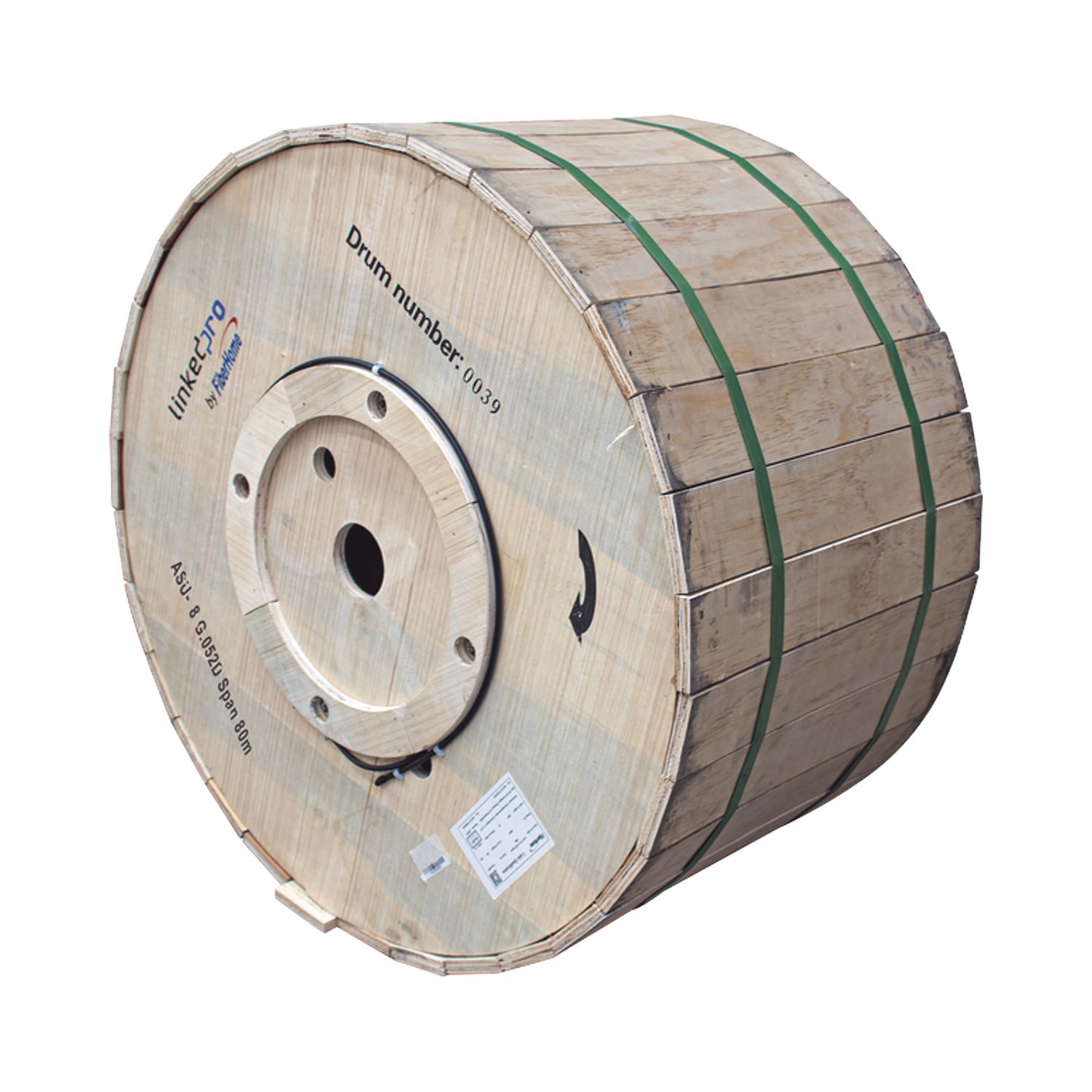Linkedpro 13,00 0FT / 4 KM Drum Mini Adss Aerial Optical Fiber Cable (Asu), G.652D, Singlemode, 8 Cores, Outdoor, Black Sheath, Span 80