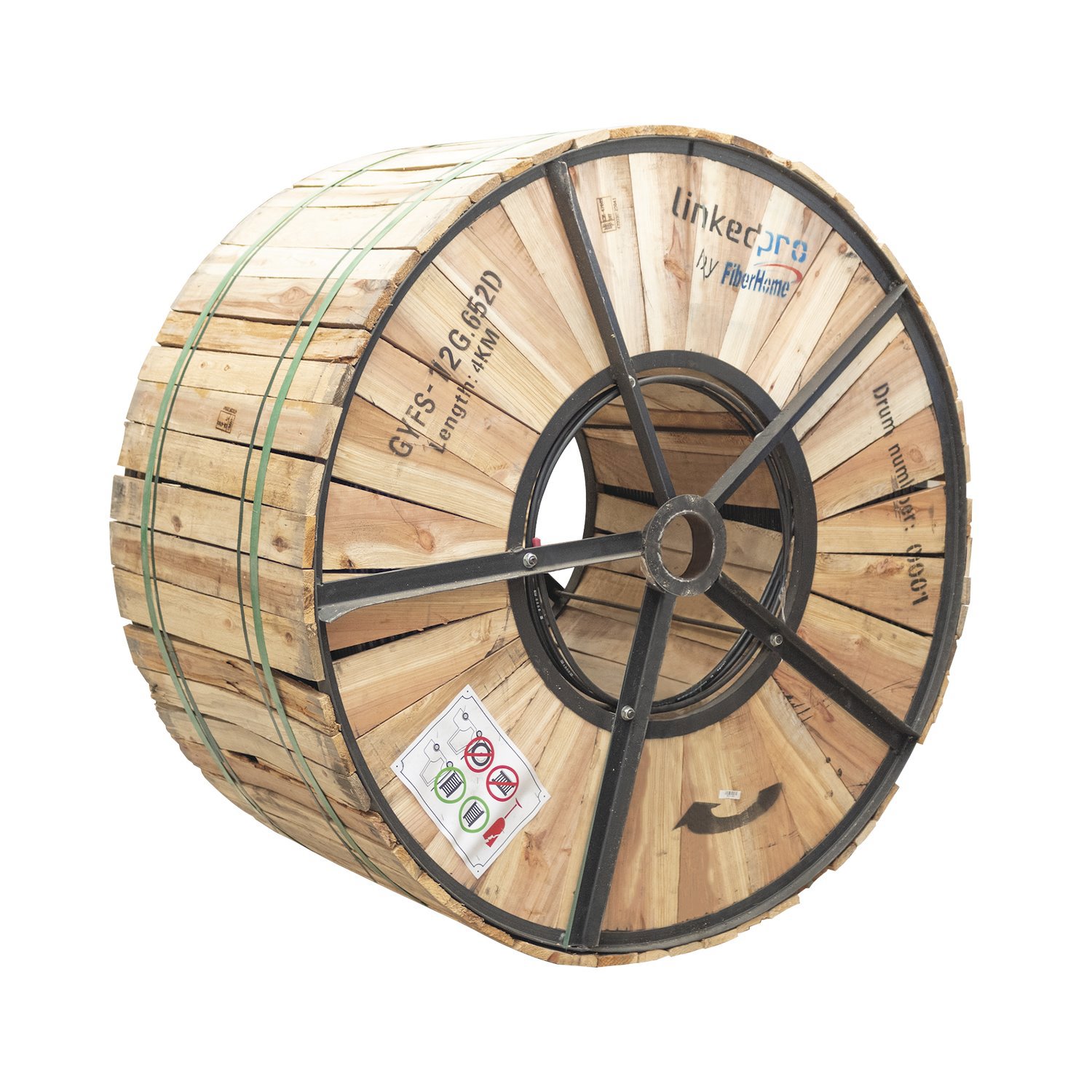 Linkedpro 13,000 FT / 4 KM Drum GYFS Corrugated Steel Tape Armored, G.652D, Loose Tube, Duct Optical Fiber Cable, 12 Cores, Singlemode