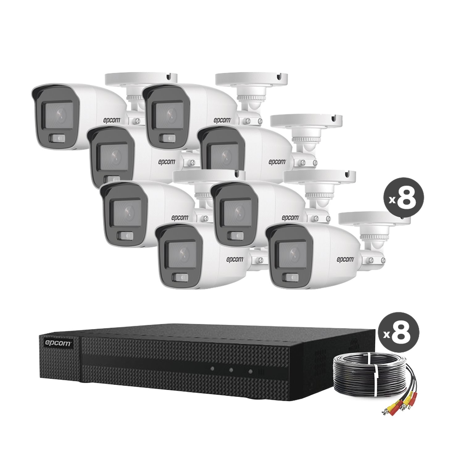 Epcom Professional TurboHD 1080P Lite Kit / 4 Channel DVR / 4 Cameras (2MP) Color 24/7 / Power Supply / Installation Accessories