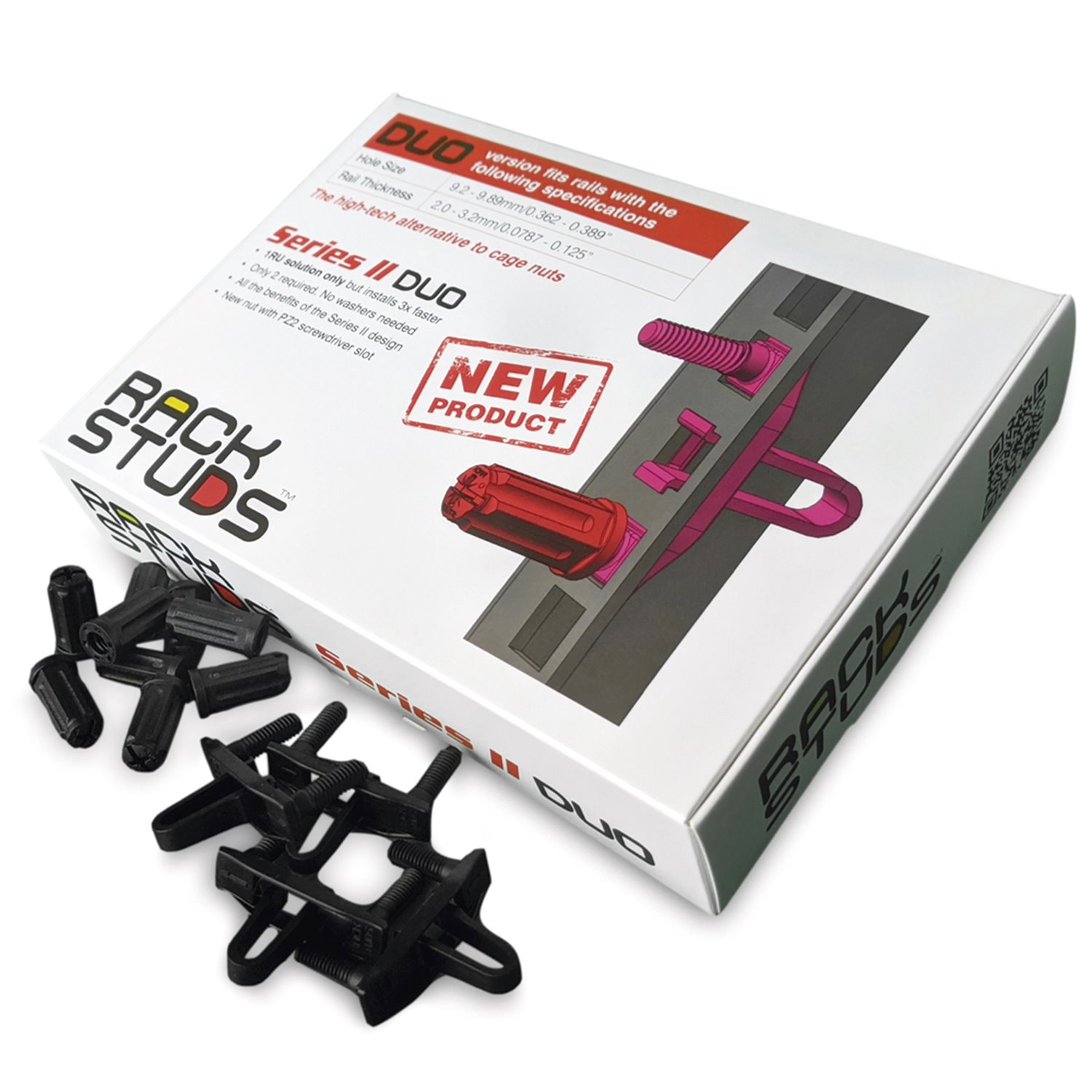 Rackstuds Duo20 1Ru Series Ii Rack Mount Solution - Effortless Alternative To Traditional Rack Screws And Cage Nuts & Server Rack Screws Ideal For Server Hardware Setup - 50-Pack, Universal Version