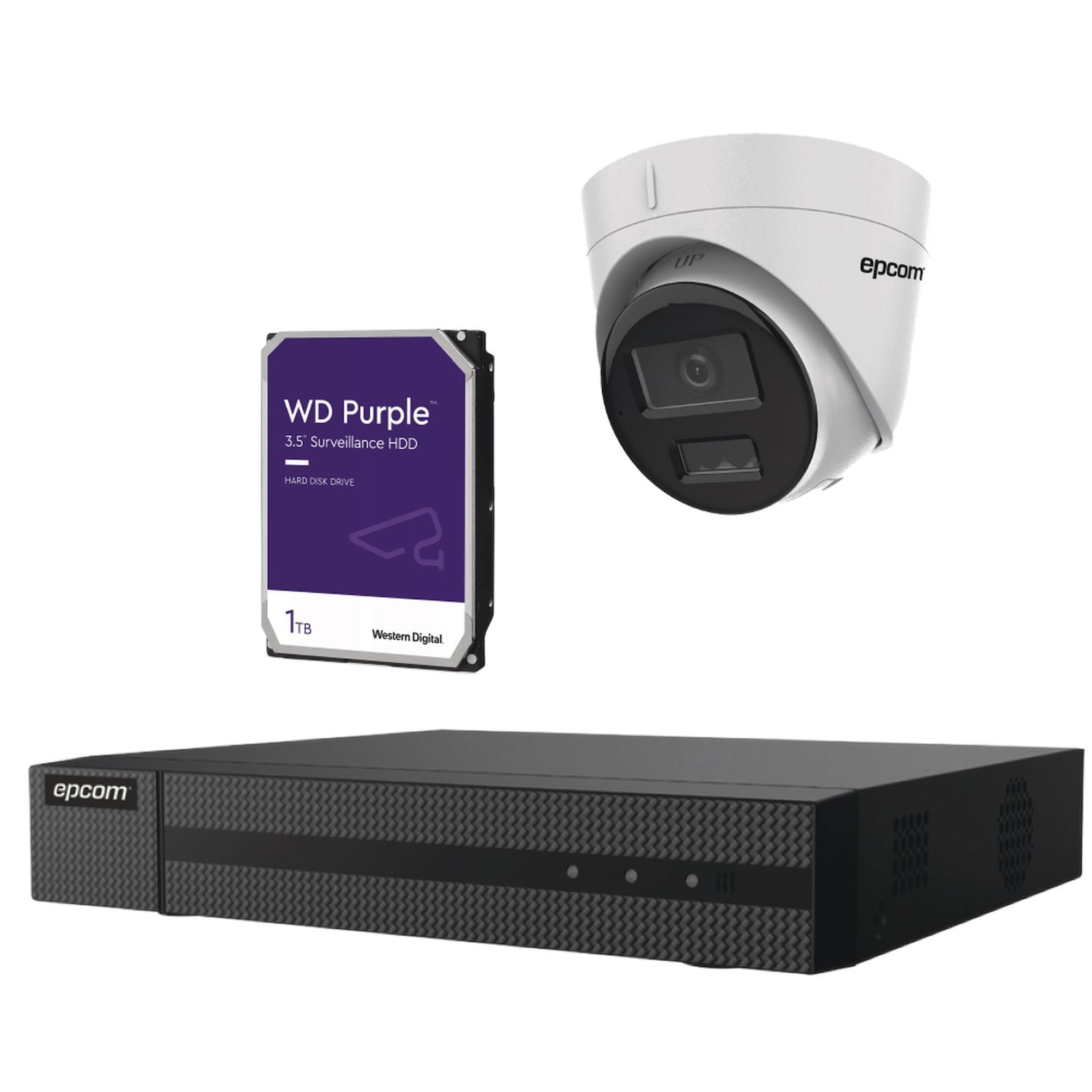 Epcom NVR 4 Channels Xr14a/4Ph(C) / 4 Cameras Eyeball Dual Light 4MP Xe14dl/A / 1 HDD 1TB Wd11purz