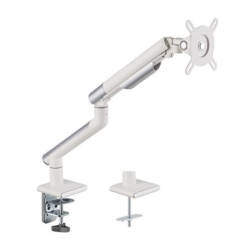 Brateck Single Monitor Premium Slim Aluminum Spring-Assisted Monitor Arm Fix Most 17'-32' Monitor Up To 9KG Per Screen Vesa 75X75/100X100 - White (LS)