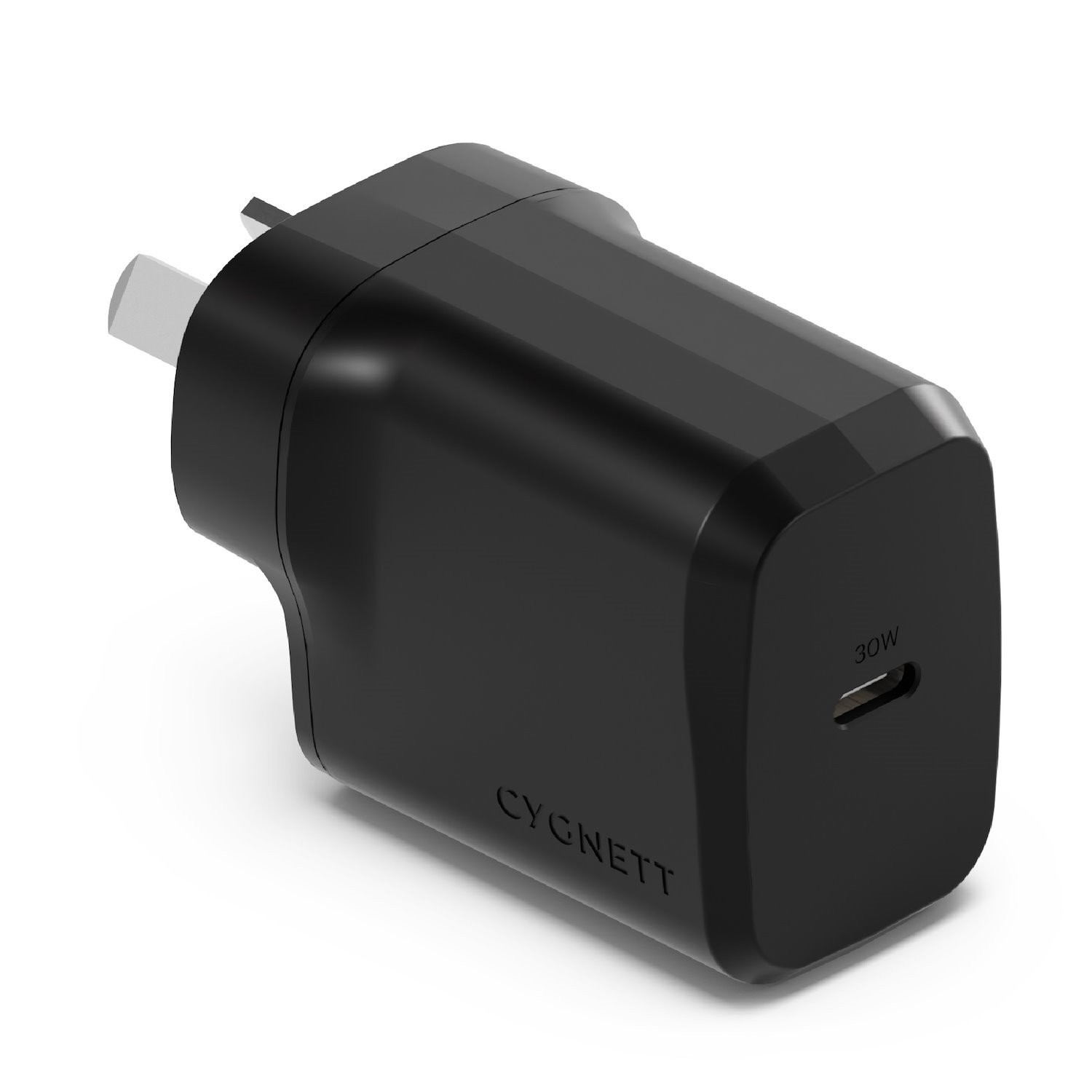 Cygnett LS Cygnett PowerPlus 30W Usb-C PD GaN Fast Wall Charger -Black(CY4737PDWCH),Portable,Best For iPhone,Samsung's PPS & Usb-C Devices, 2 Years Warranty