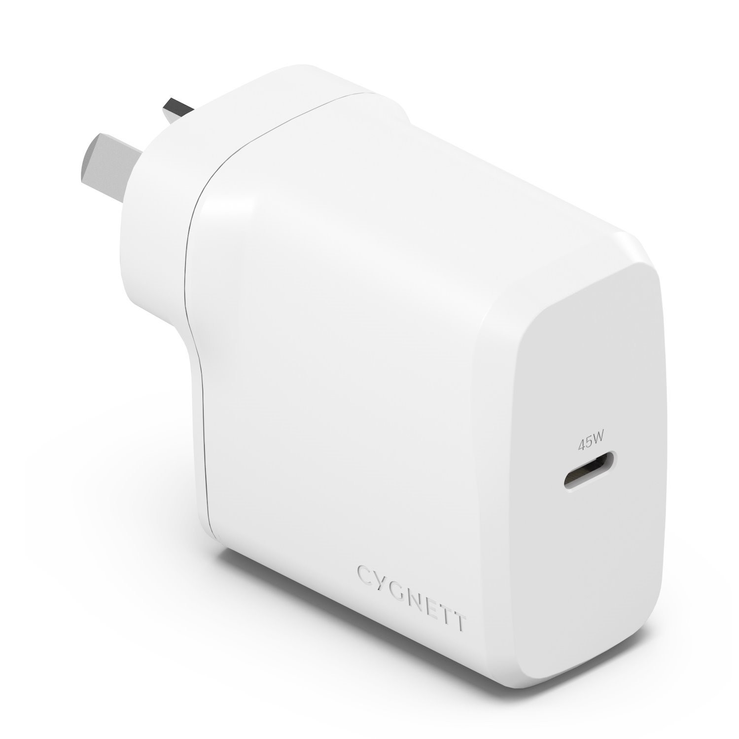 Cygnett PowerPlus 45W Usb-C PD GaN Fast Wall Charger -White(CY4738PDWCH),Portable,Best For iPhone,Samsung's PPS & Usb-C Devices, 2 Years Warranty