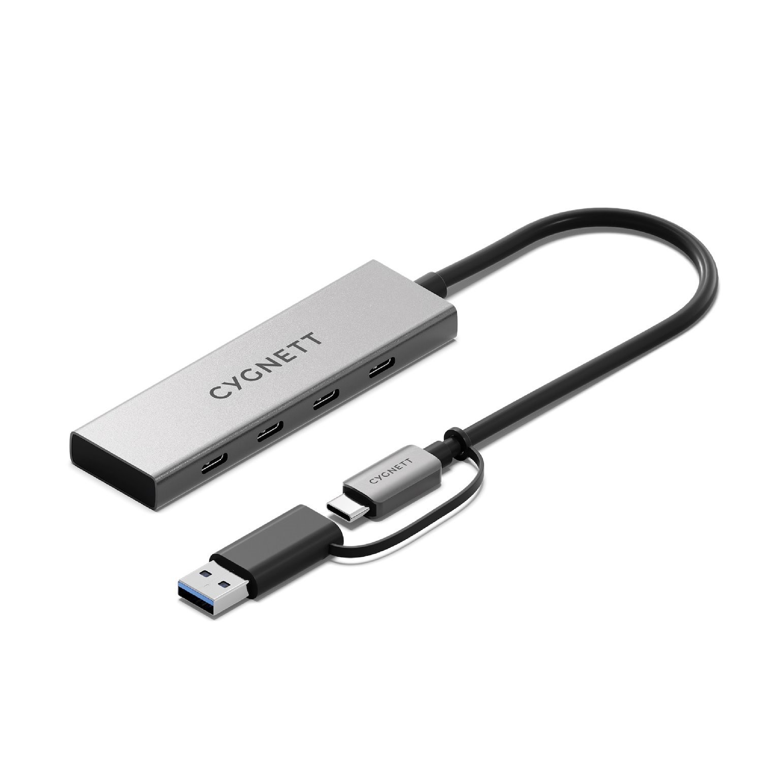Cygnett Unite 4-In-1 Usb-C To Usb-C Hub- White(CY5390CYHUB)4x Usb-C Ports,10Gbps Transfer,Aluminium Outer Shell,15Cm Cable, 2-Year Warranty