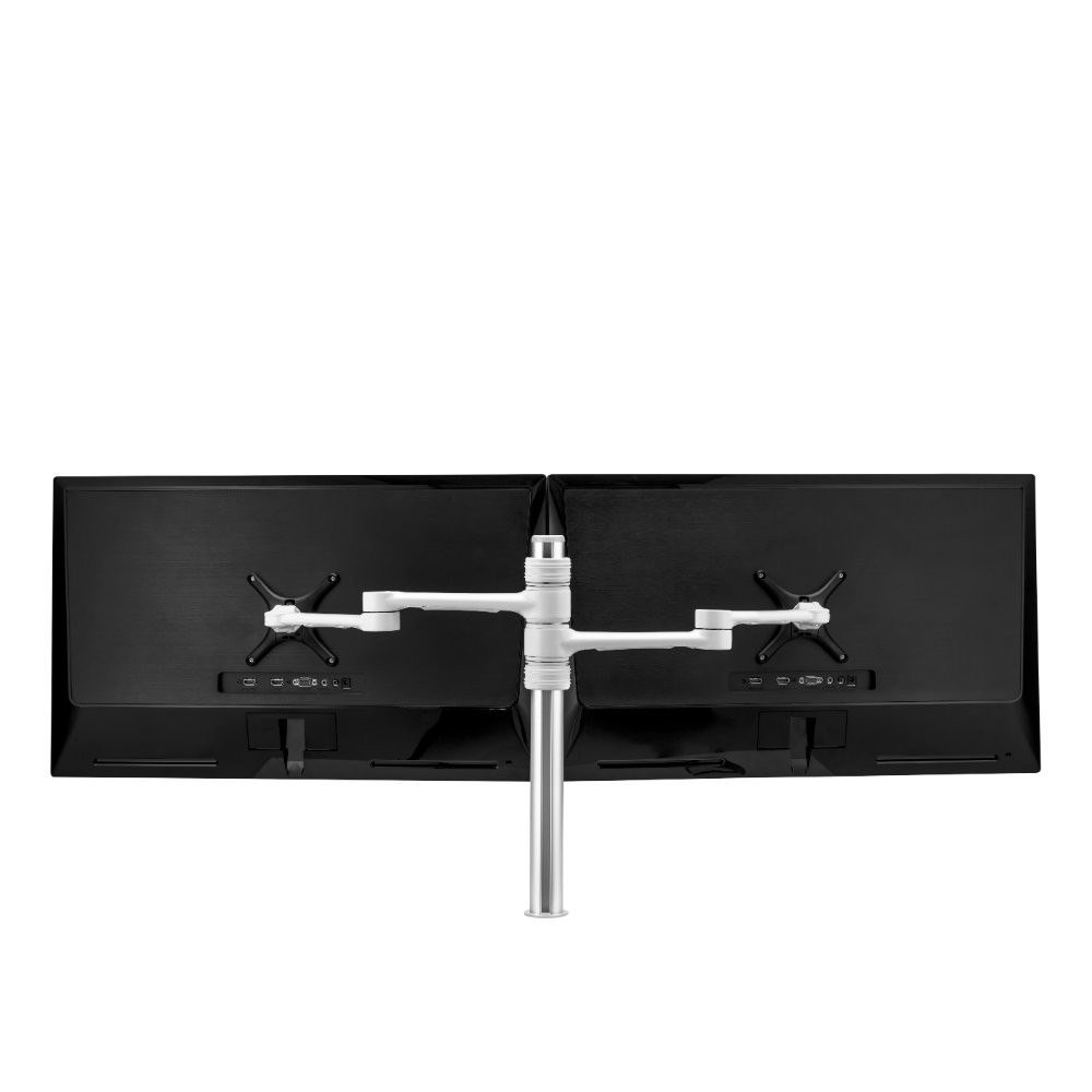 Atdec Dual Monitor Desk Mount, Up To 27" & 8KG, Vesa 75X75, 100X100, White, 10 YR WTY