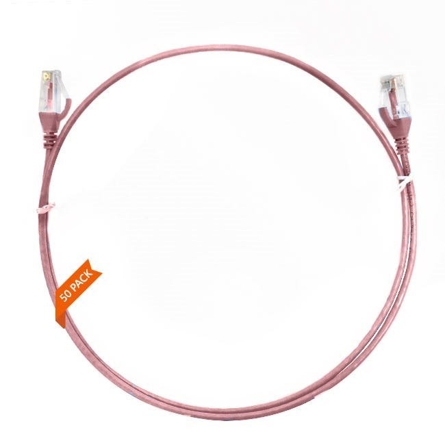 4Cabling 0.15m CAT6 Ultra Thin LSZH Ethernet Network Cable | 50 Pack Pink