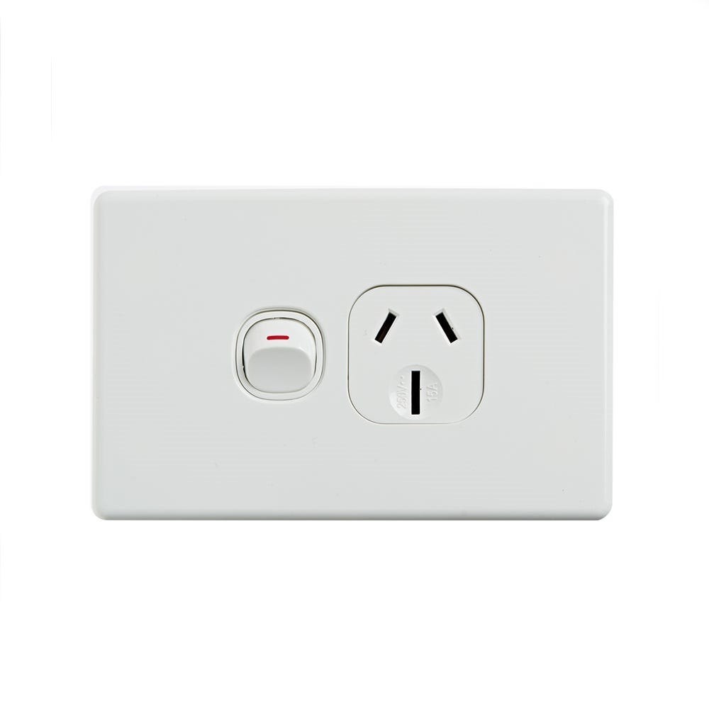 4Cabling 4C | Elegant Single Power Point 250V 15A | Horizontal