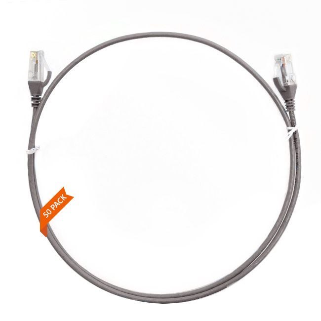 4Cabling 0.75m CAT6 Ultra Thin LSZH Ethernet Network Cable | 50 Pack Grey