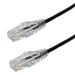 Cable Cat-6 RJ45 RJ45 1' Noir ultra mince