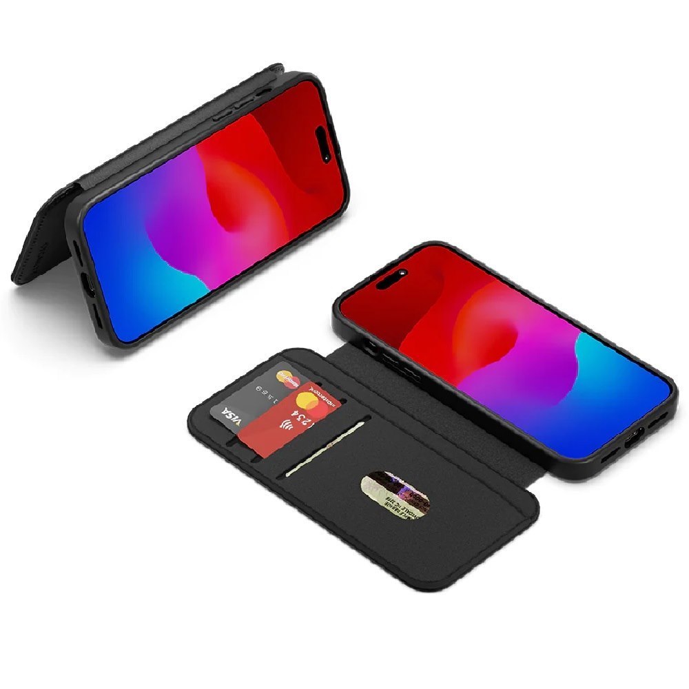 Cygnett MagWallet Apple iPhone 15 Pro Max Leather Wallet Case-Black(CY4597MAGWT),360° Protection,Multi-Angle,3x Card Slots,MagSafe,4FT Drop Protection