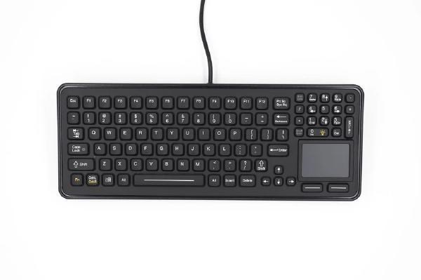iKey Rugged Keyboard With Integrated Touchpad &Amp; Backlighting With PS2 Cable, Black
