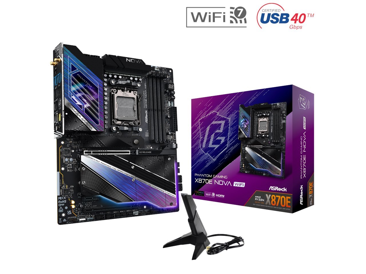 ASRock X870e Nova Wifi Am5 Amd X870e Sata 6Gb/s Atx Motherboard