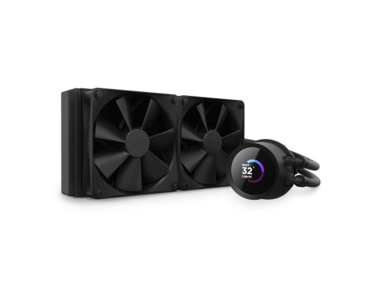 NZXT Kraken 240MM - RL-KN240-B1 – Aio Cpu Liquid Cooler - LCD Display - 2 X F120P Static Pressure Fan Radiator Fans Lga 1851/1700 / Am5 Compatible