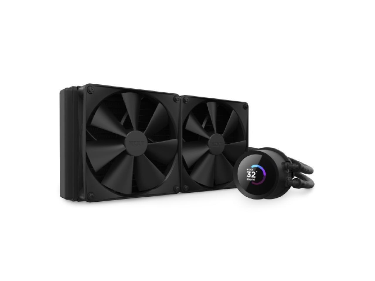 NZXT Kraken 280MM - RL-KN280-B1 - Aio Cpu Liquid Cooler - LCD Display - 2 X F140P Static Pressure Fan Radiator Fans