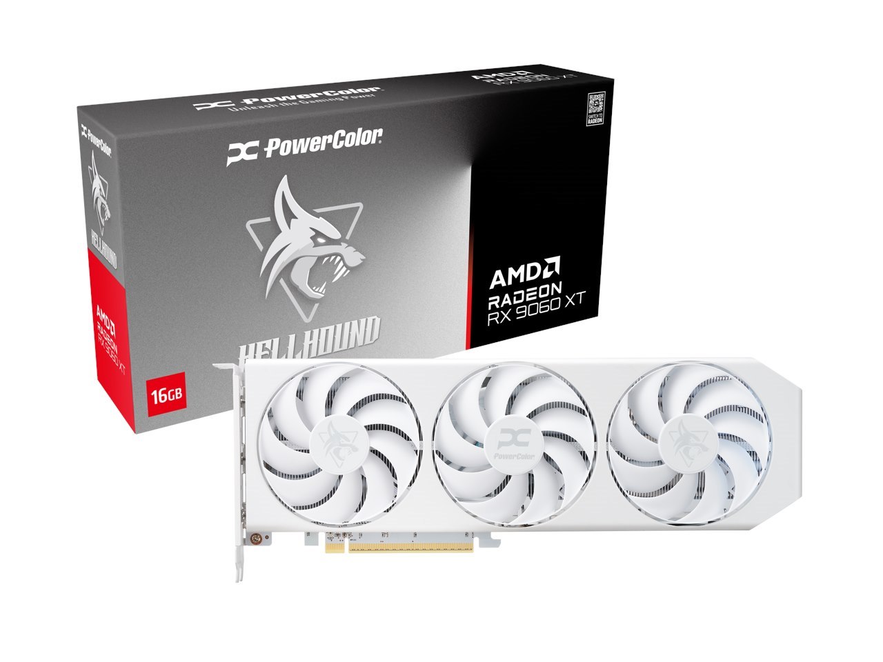 PowerColor Hellhound Spectral White Radeon RX 9060 XT 16GB GDDR6 Pci Express 5.0 X16 Atx Video Card RX9060XT 16G-L/Oc/White