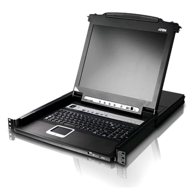 Aten 8 Port Rackmount Usb-Ps/2 Single Rail Slideaway 17' LCD KVMP Switch With Usb Hub And D/Chain
