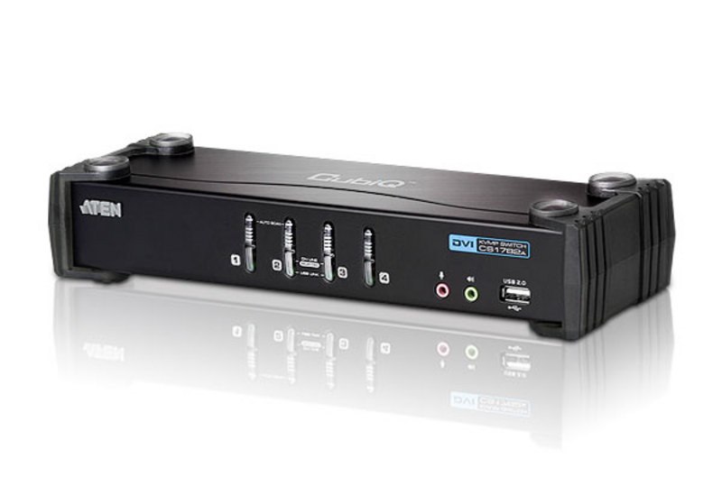 Aten 4 Port Usb Dvi KVMP Switch W/ Usb 2.0 Hub And Audio - Cables Included