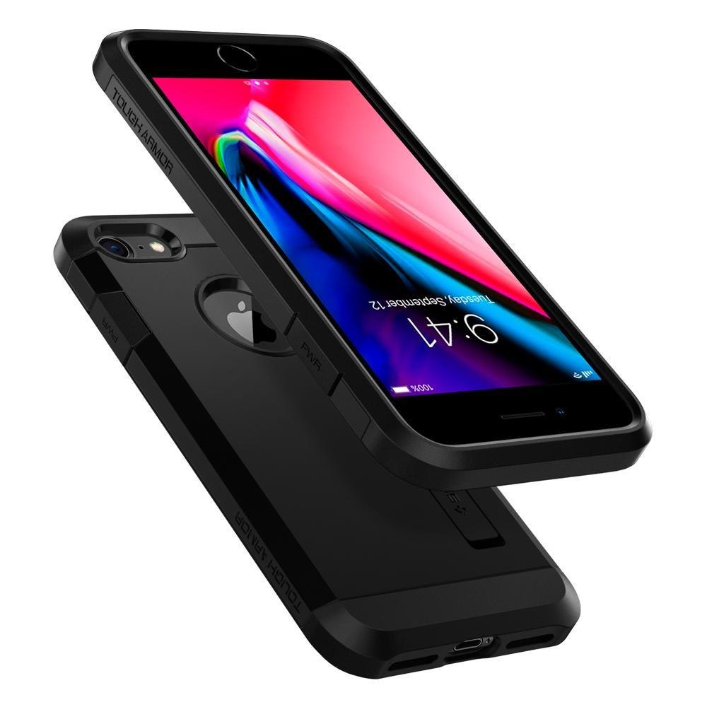 IPHONE 8 CASE, GENUINE SPIGEN HEAVY DUTY TOUGH ARMOR 2 HARD COVER FOR APPLE [COLOUR:BLACK]