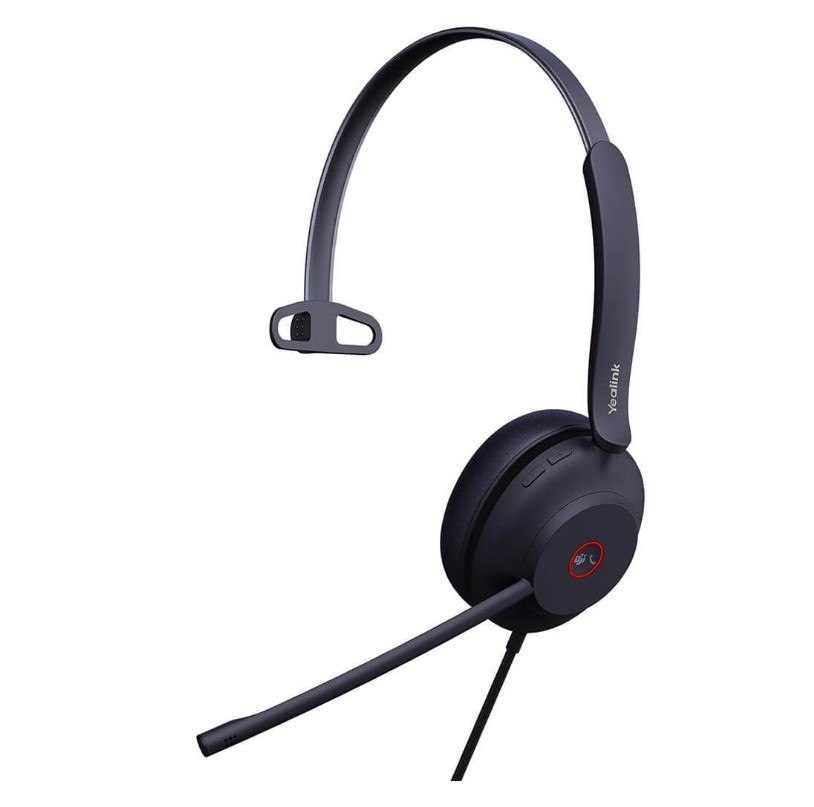 Yealink Uh37 Microsoft Teams Certified Usb Wired Headset, Mono, Usb-C/A, Dual Noise-Cancelling, Busylight, Leather Ear Cushion, HD Audio