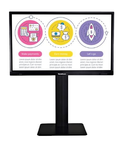 TouchBoard Free Standing Height Adjustable Centre Lift System. Max Load 136KG. Vesa To 1200X600. For Panels 55 To 98". Black