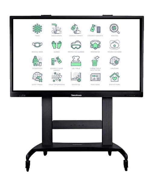 TouchBoard Mobile Fixed Height System. Max Load 136KG. Vesa To 1200X600. For Panels 55 To 98". Black