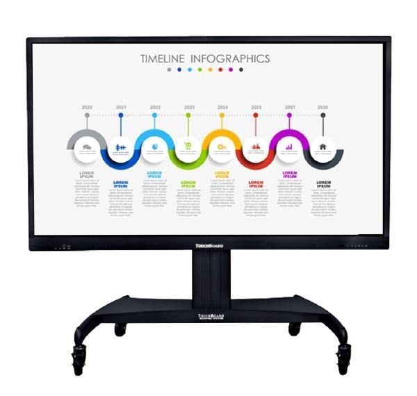 TouchBoard Mobile Height Adjustable Motorised Centre Lift System. Max Load 136KG. Vesa To 1200X600. For Panels 55 To 98". Black