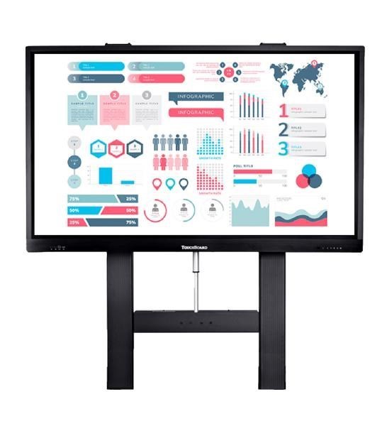 TouchBoard Wall Mount Height Adjustable Motorised Linear Actuator Lift System. Max Load 136KG. Vesa To 1200X600. For Panels 55 To 98". Black