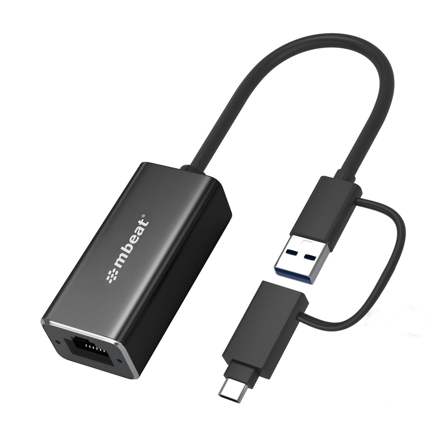 Mbeat 2-In-1 Usb 3.1 Gigabit Lan Adapter With Usb-C Converter/ Usb 3.1/ RJ45/ Transfer Speed: 10/100/1000Mbps