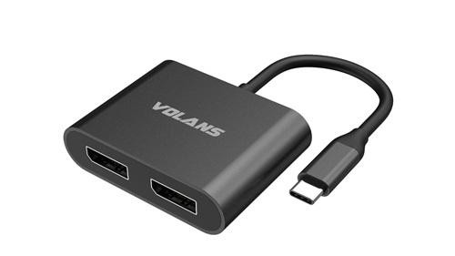 Volans Vol CNV Usb-C-M-Dual-Dp-F-Adapter-Vl-Uc2dp-S