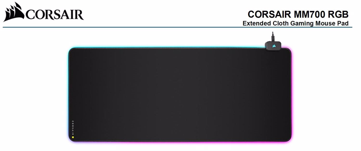 Corsair MM700 RGB Polaris - Dynamic Three Zone RGB And Low Friction Micro-Texture Surfacet For Ultimate Gaming Setup.930Mm X 400MM X 4MM Mousemat