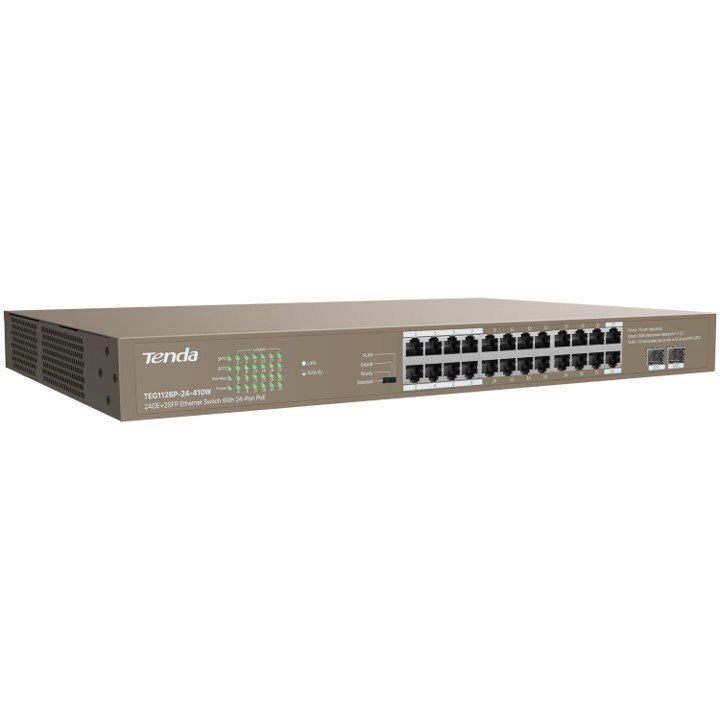 Tenda (Teg1126p-24-410W) 24Ge + 2SFP Ethernet Switch With 24-Port PoE+