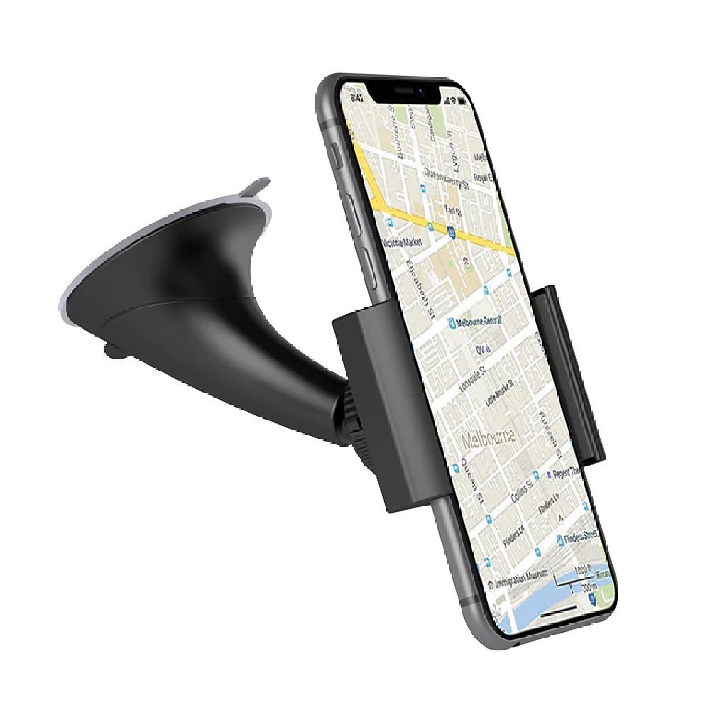 Cygnett Universal In-Car Windscreen Mount - Black (Cy1738unvic), Mount & Go, Secure & Adjustable Cradle, Compatible With Units Between 55-86MM Wide