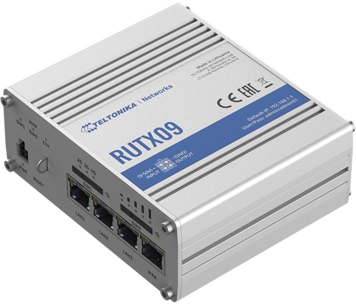 Teltonika Rutx09 - Instant Lte Failover | Reliable And Secure Cat6 Dual Sim 4G Lte Router/Firewall, Gigabit Ethernet, Location Tracking With GNSS/GPS