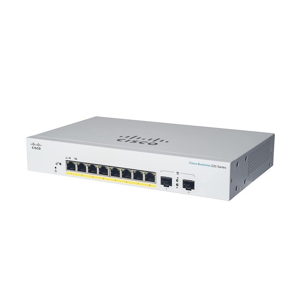 Cisco Cbs220-8P-E-2G Smart 8 Port Ge, Poe, 2 X 1GB SFP, Rackmountable Switch