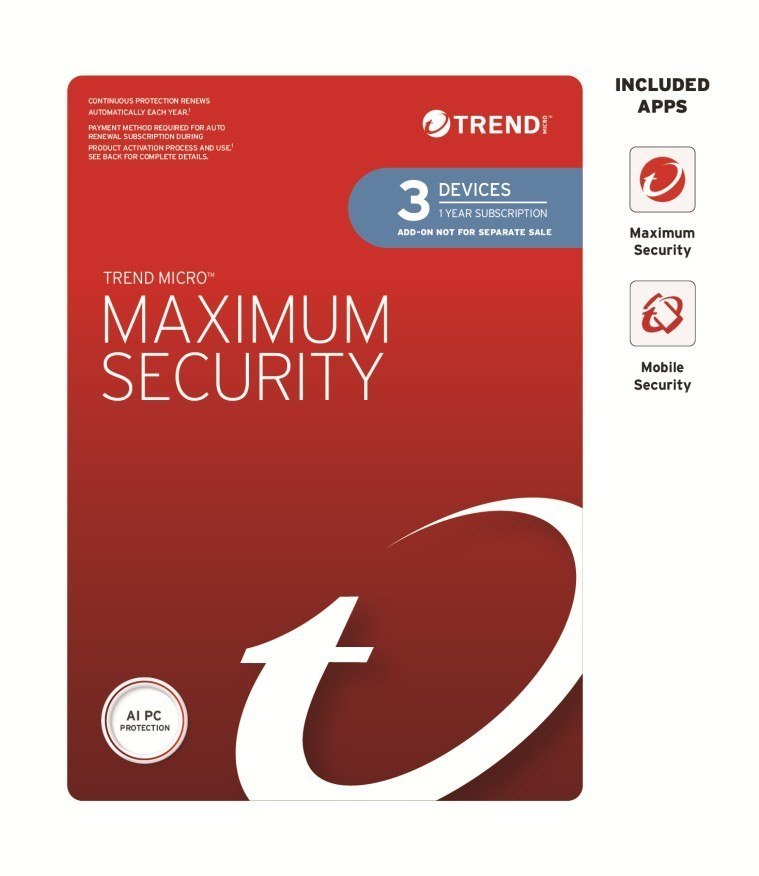 Trend Micro Maximum Security (3 Devices) 1Yr Add-On Auto Renew