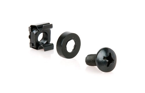 Serveredge Heavy Duty M6 Cage Nuts Washer & Screw Set : Pack Of 100 : Black