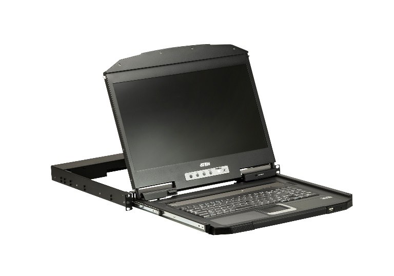 Aten Ten 18.5" Short Depth Vga Single Rail LCD Console, Can Be Mounted Up To A Depth Of 47CM To 75CM And LCD Panel With 1366 X 768 Resolution