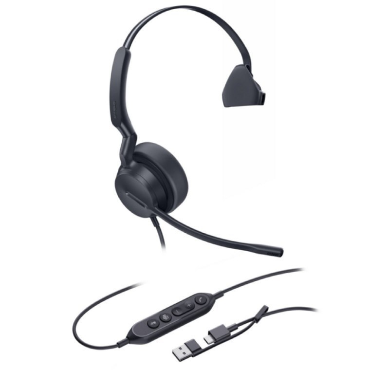 Yealink Uh42 Mono Teams Usb-C/A Microsoft Certified Teams Usb Wired Headset, Noise-Canceling Microphone, Leather Ear Cushions Controller Teams Button