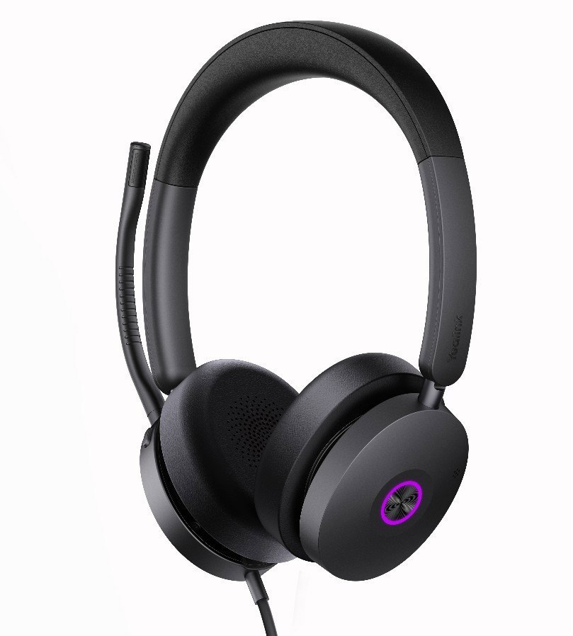 Yealink (Uh48 Dual Uc Usb-C/A) Unified Communications Anc Usb Wired Headset, Dual, Usb-C/A, Four Noise-Cancelling Mic, Hybrid Anc, Dual Busylight & Leather Ear