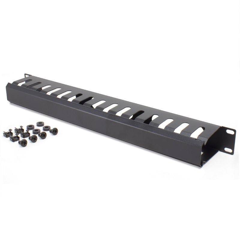 Serveredge 1RU Horizontal 12 SLOTS Cable Management Rail - Metal Body, Metal Fingers & Metal Cover & Rear Cable Entry Holes