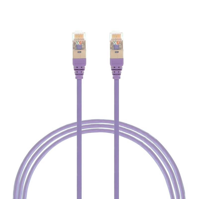 4Cabling 0.75M Cat 6A RJ45 S/FTP Thin LSZH 30 Awg Network Cable. Purple