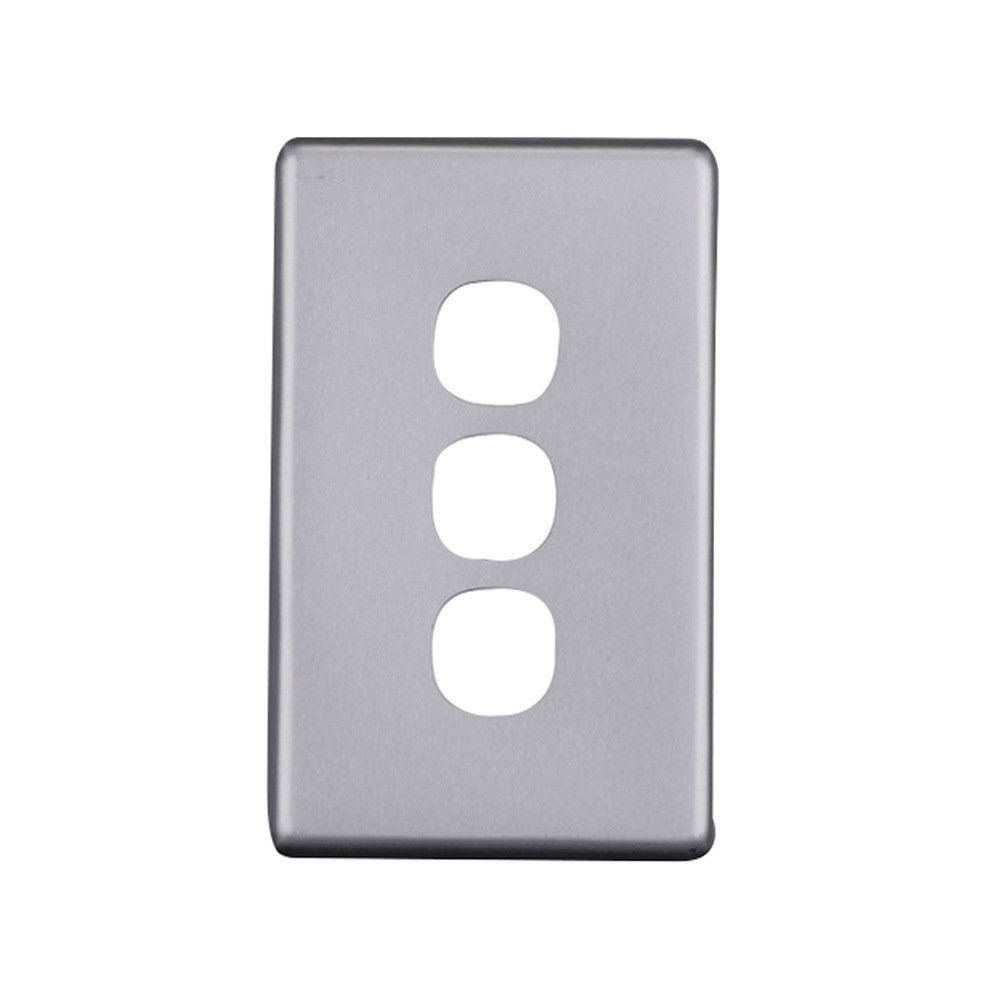 4Cabling 4C | Elegant 3 Gang Aluminium Plate - Silver Matte